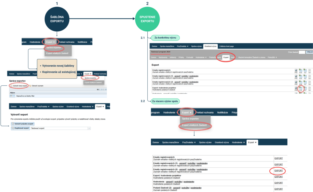How to export data from eGRANT