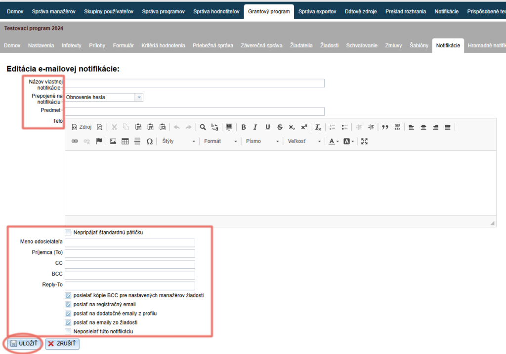 Custom notification editor