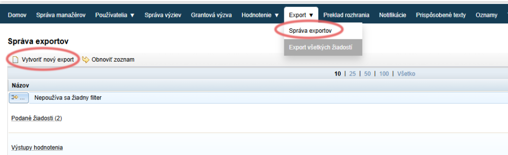 Creating an export template