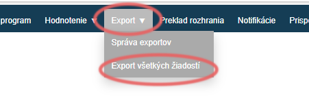 Export of data for all calls