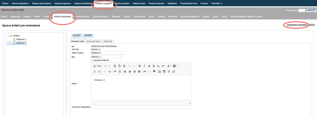 Evaluation criteria and evaluation settings