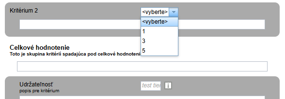 Preview of a “select” type criterion