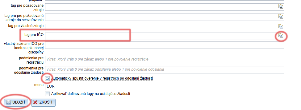 Settings for register verification