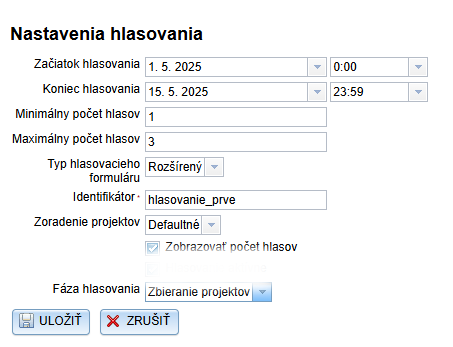 Voting parameters