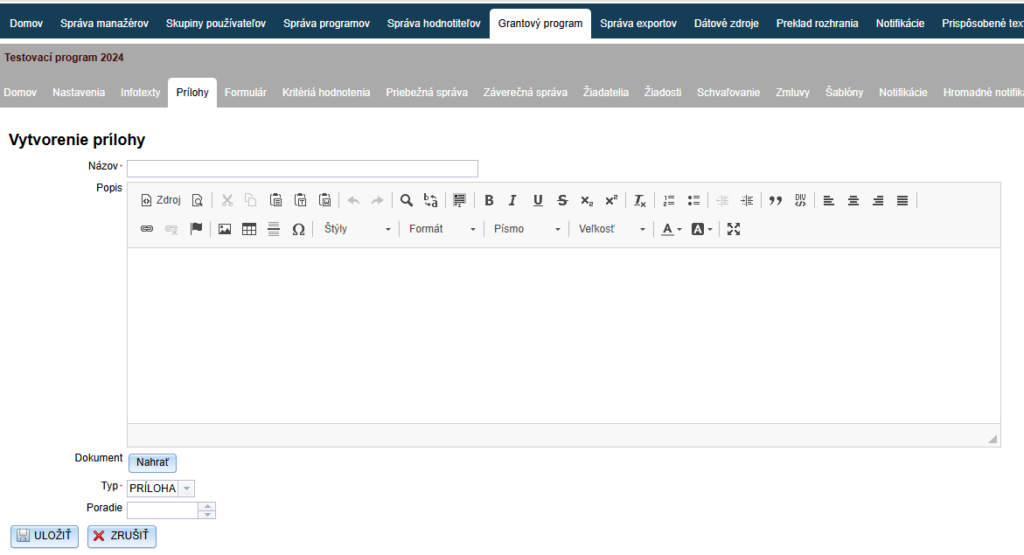 Creating a new attachment