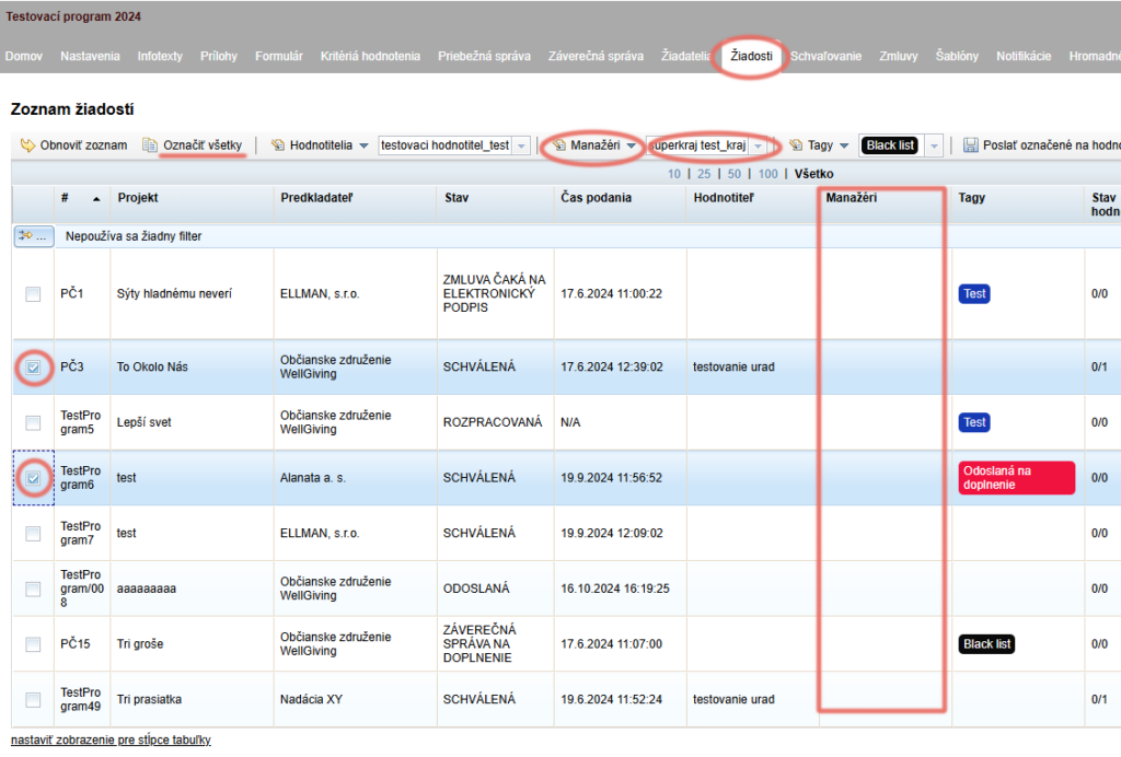 Assigning a manager to a specific application