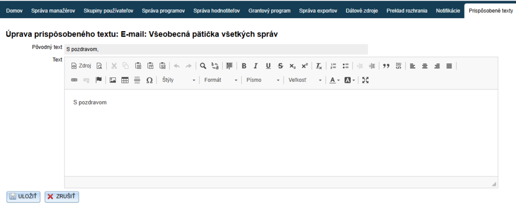 Editing a custom text