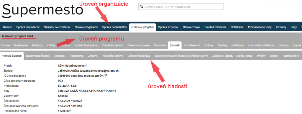 Manager interface