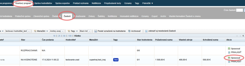 Manage the application