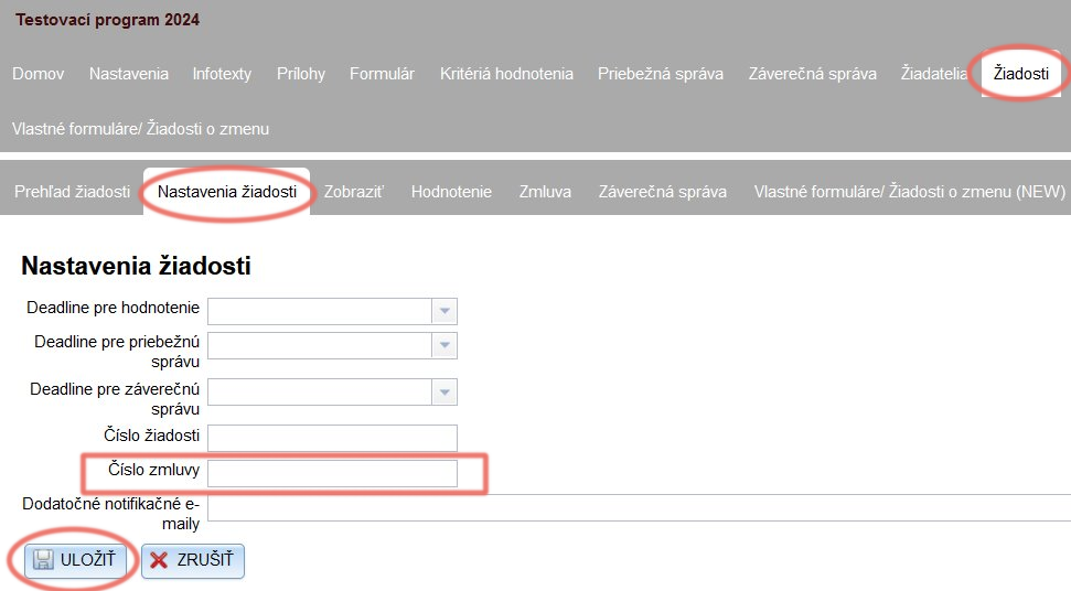 Changing the contract number of an individual application