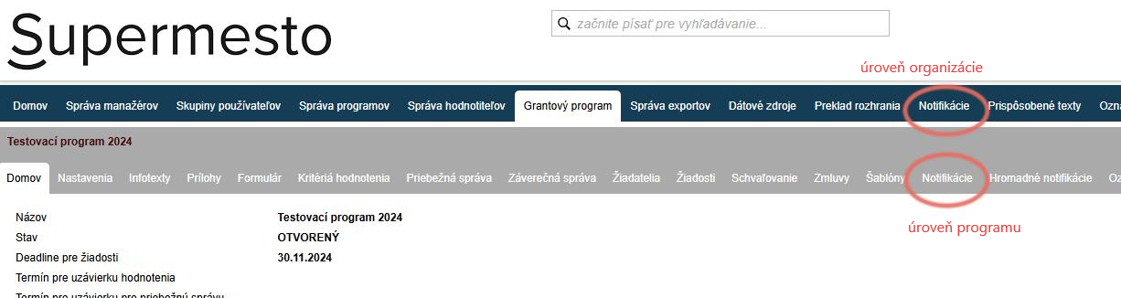 Záložka Notifikácie