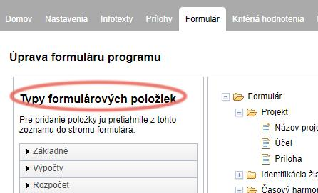 Formulárové položky