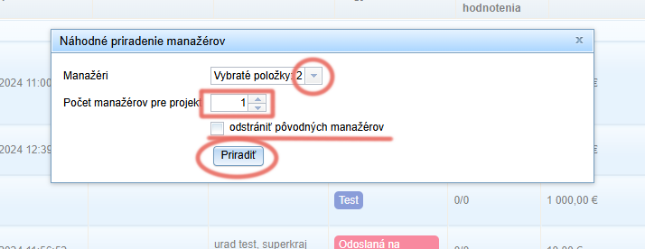 Náhodné priradenie manažérov