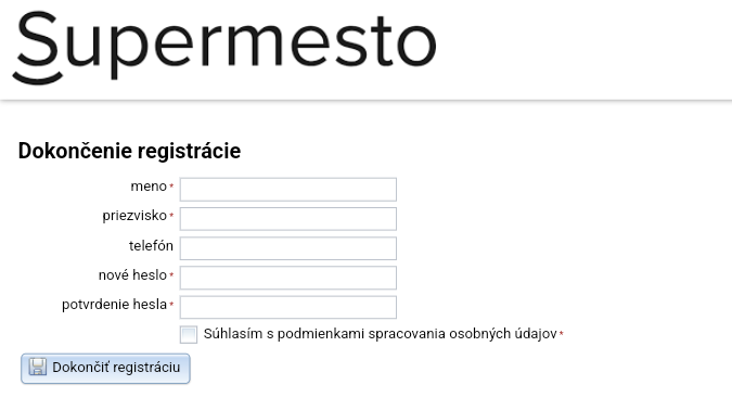 Dokončenie registrácie manažéra