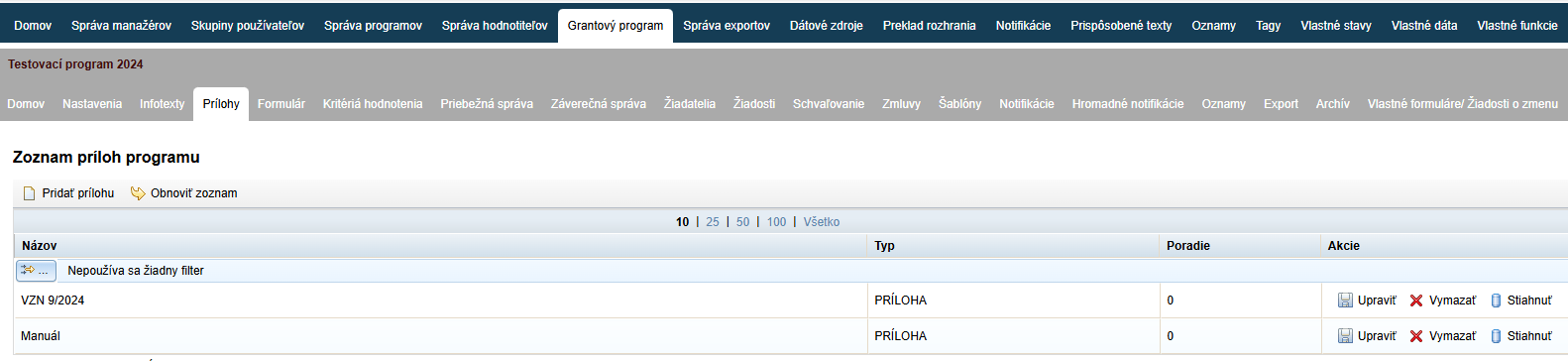 Vytvorenie prílohy pre žiadateľa