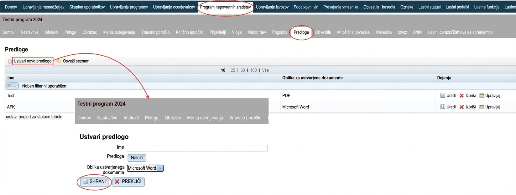 Nahratie vzorového dokumentu do šablón