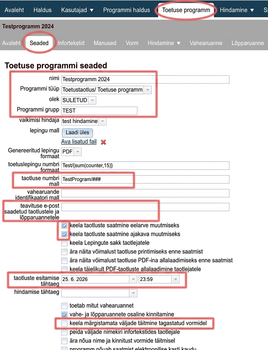 Základné nastavenia programu