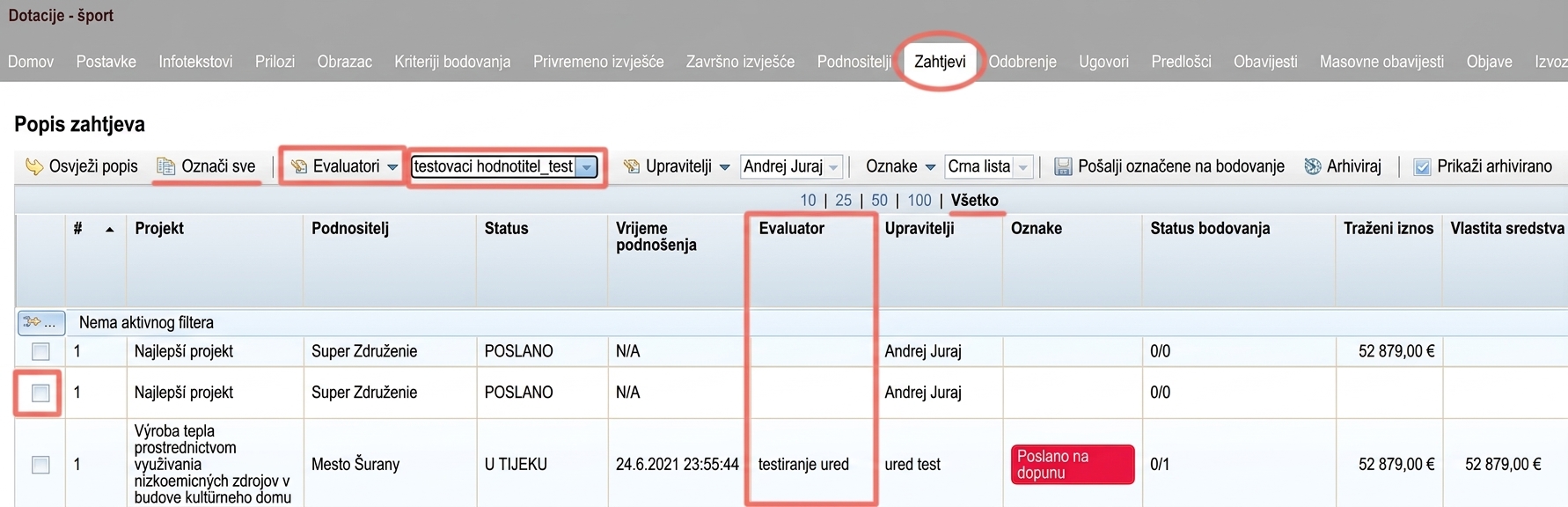 Pridelenie žiadostí hodnotiteľovi