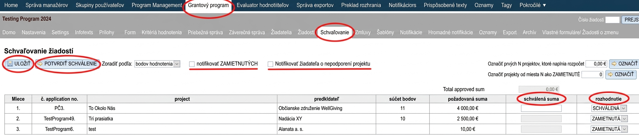 Schvaľovanie žiadostí