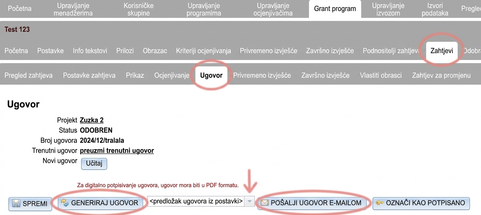 Generovanie zmluvy pre individuálnu žiadosť