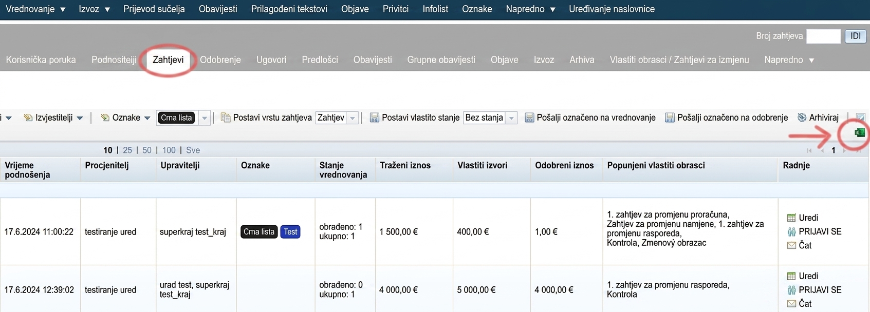 Export prehľadovej tabuľky